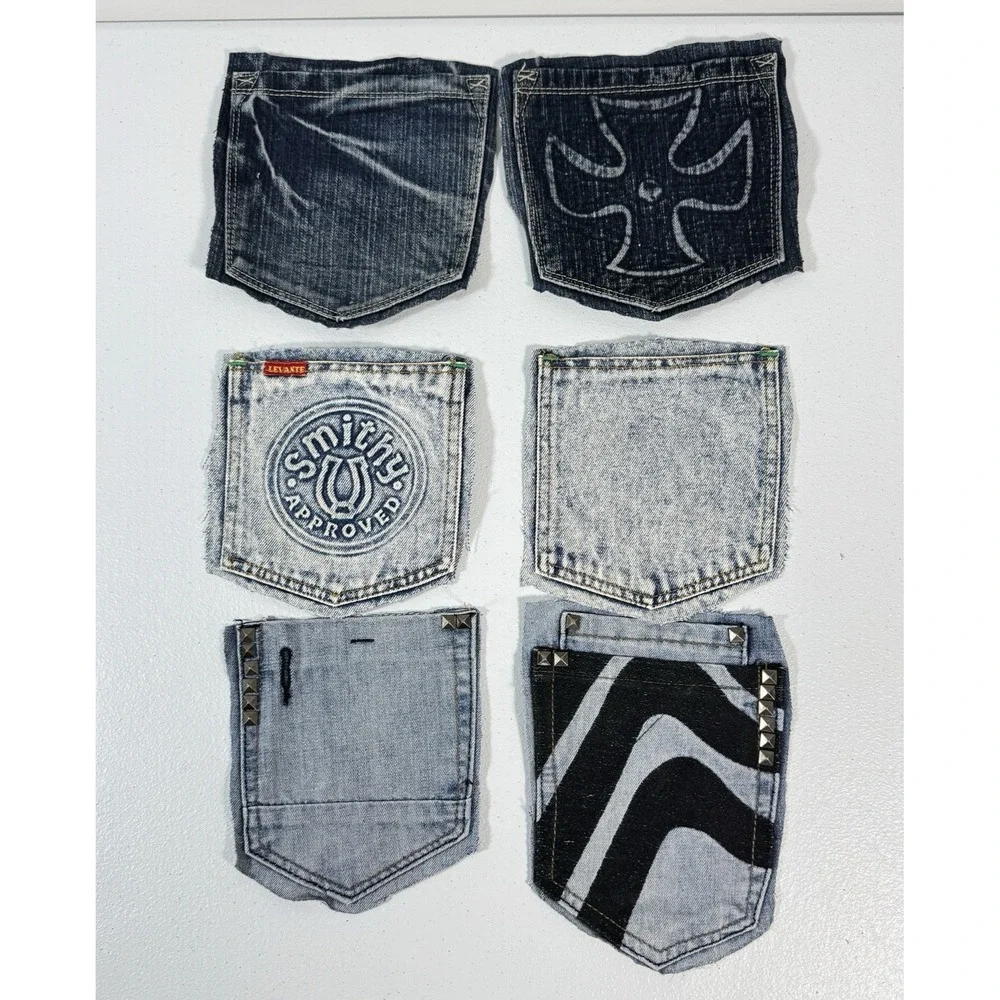 10 Denim Jean Back Pockets 5 Pairs Embossed Printed Embroidered Crafts Upcycle
